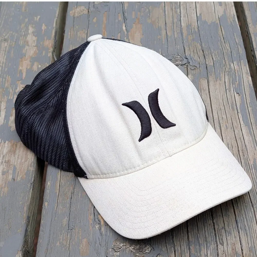 Hurley Trucker Hat Black White Snapback Yupoong Classics Mesh Surfcore Skater